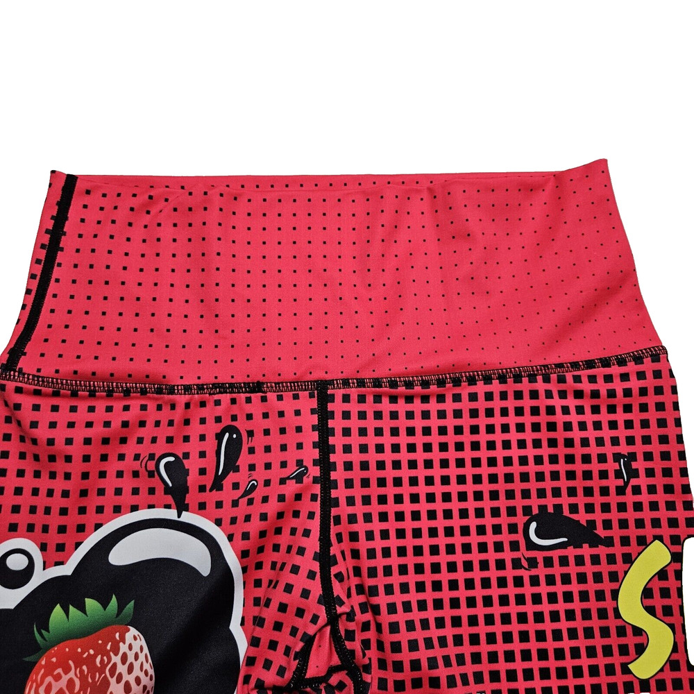 Pop Art Legging Womens M/L Comic Colorful Athleisure Slurp Y2K Red Strawberry - Picture 7 of 14